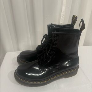Dr. Martens Classic Black Patent Lace-Up Combat Boots - 8-Eye Lace